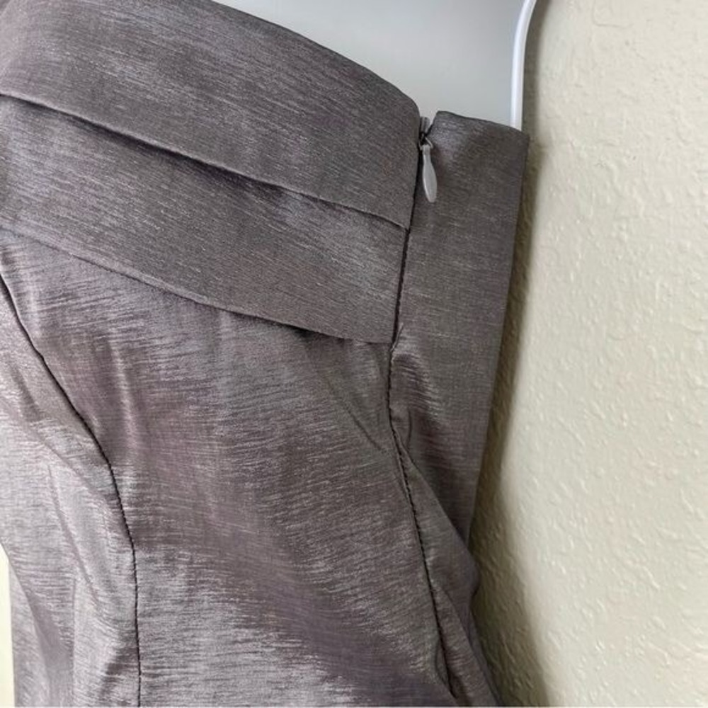 Xscape gray metallic Flower one shoulder sheath midi dress formal 6 - Picture 5 of 11